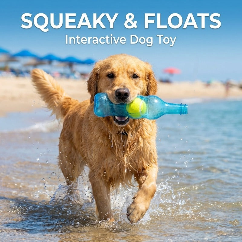 Interactive Squeaky Fetch Bottle – DogPlayBox