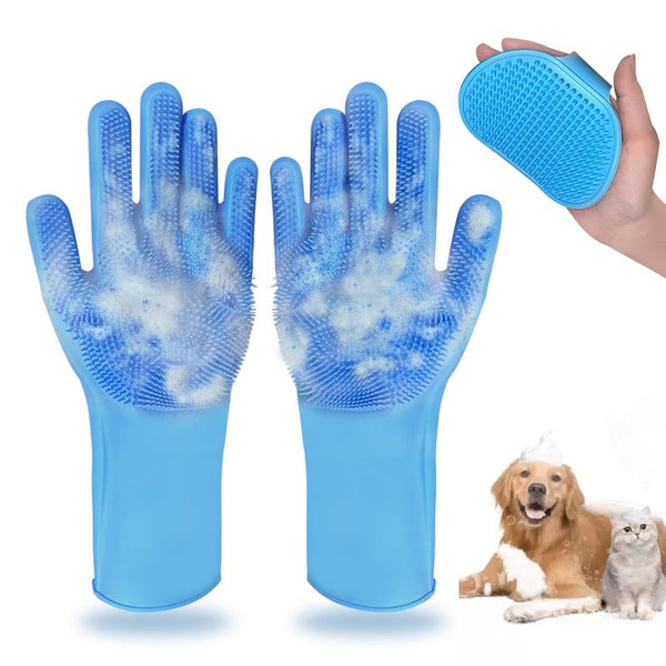 3‑in‑1 Silicone Pet Bath & Grooming Gloves Set