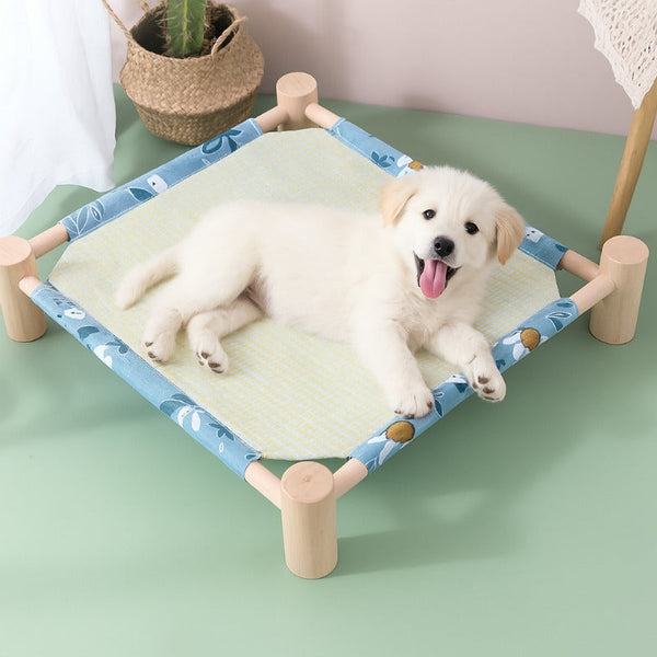 Natural Pine Wood Pet Hammock – Breathable & Elevated Bed for Cats and Small Dogs